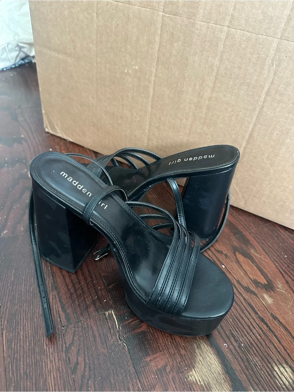 Steve Madden Black Strappy Platform Block Heel Sandals